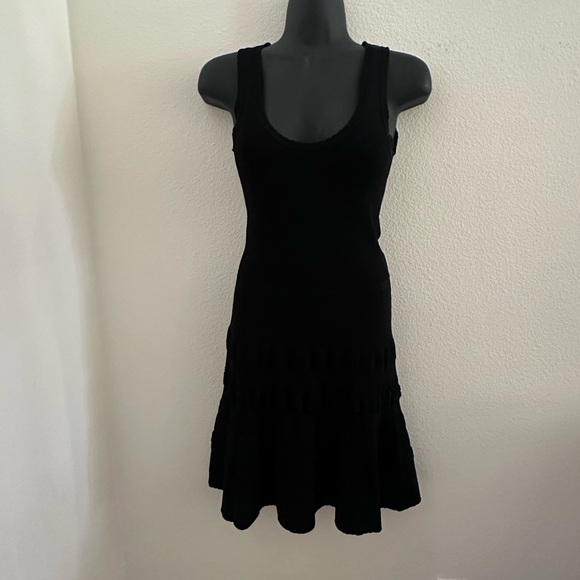 Carven Dresses & Skirts - Carven Pointelle Tank Knit Tiered Ruffle Dress Black xs